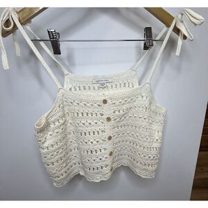 American Eagle Outfitters Crochet Tank Top‎ Crop Y2K Beige Medium Boho Size Xs